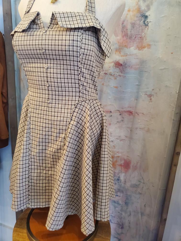 Plaid Halter Dress with Flare Hem Detail