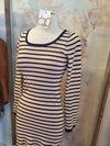 Open Back Detail Stripe Maxi Dress