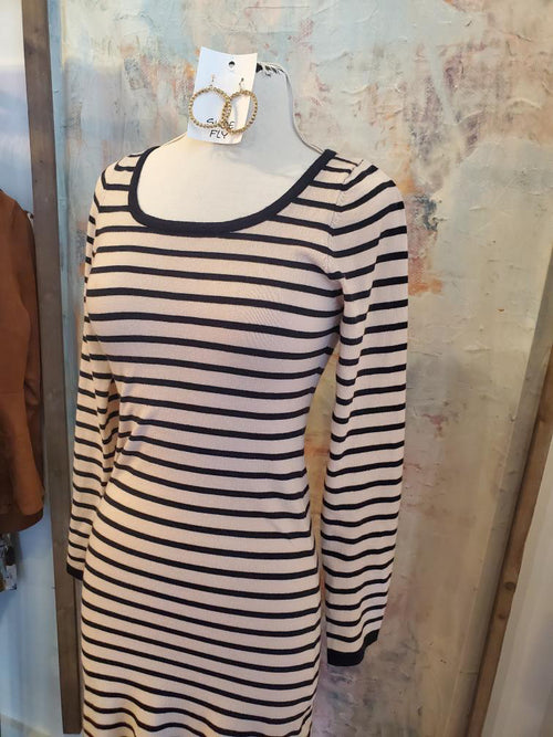 Open Back Detail Stripe Maxi Dress