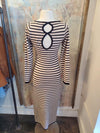 Open Back Detail Stripe Maxi Dress