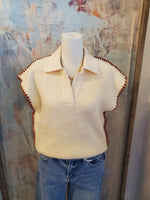 Contrast Stitch Knit Polo Top