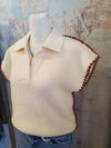 Contrast Stitch Knit Polo Top