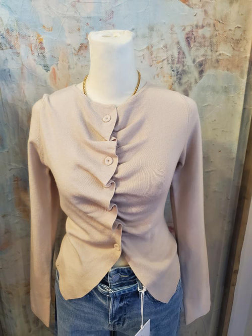 Pleated  Long Sleeve Sweater Top