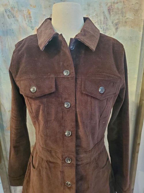Corduroy Button Detail Dress