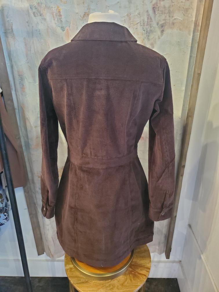 Corduroy Button Detail Dress