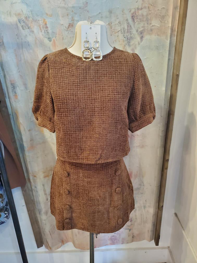 Tweed Puff Sleeve Top