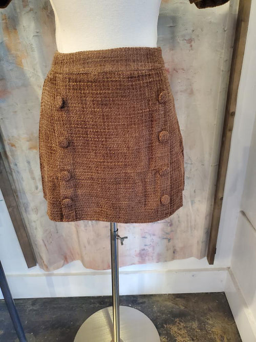 Tweed A Line Skirt with Double Button Detail