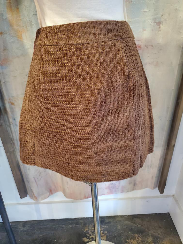 Tweed A Line Skirt with Double Button Detail