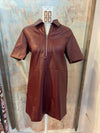 Faux Leather Burgundy Dress