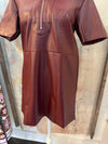 Faux Leather Burgundy Dress