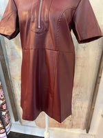 Faux Leather Burgundy Dress
