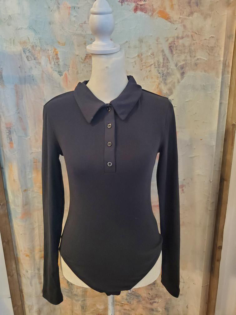Long Sleeve Button Up Detail Body Suit