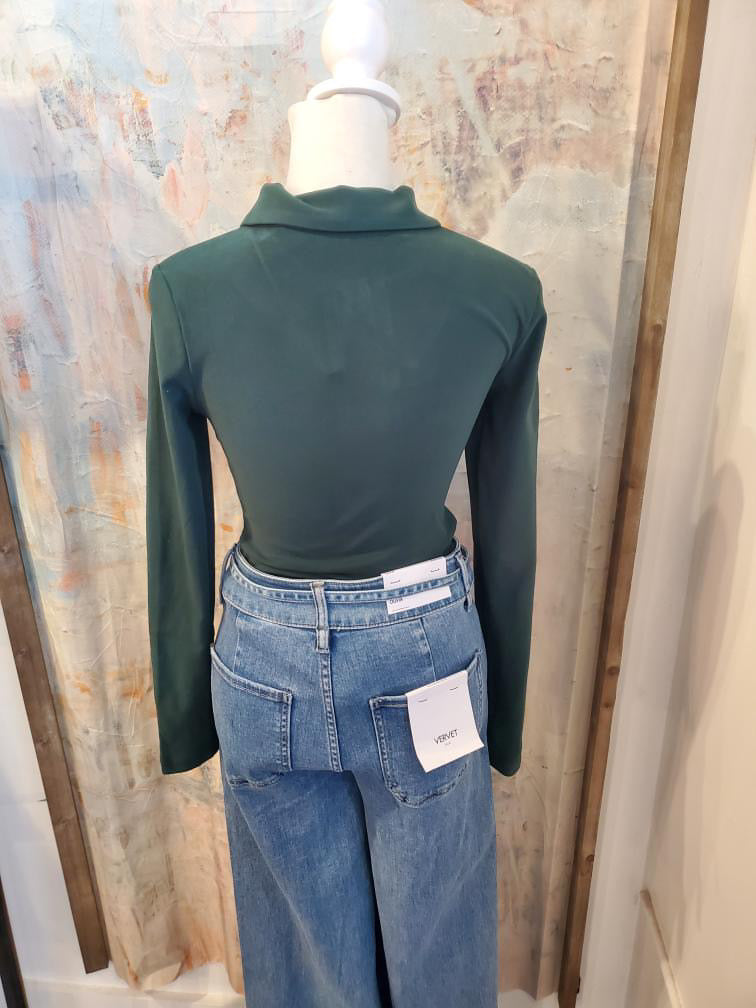 Long Sleeve Button Up Detail Body Suit