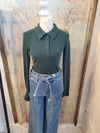 Long Sleeve Button Up Detail Body Suit