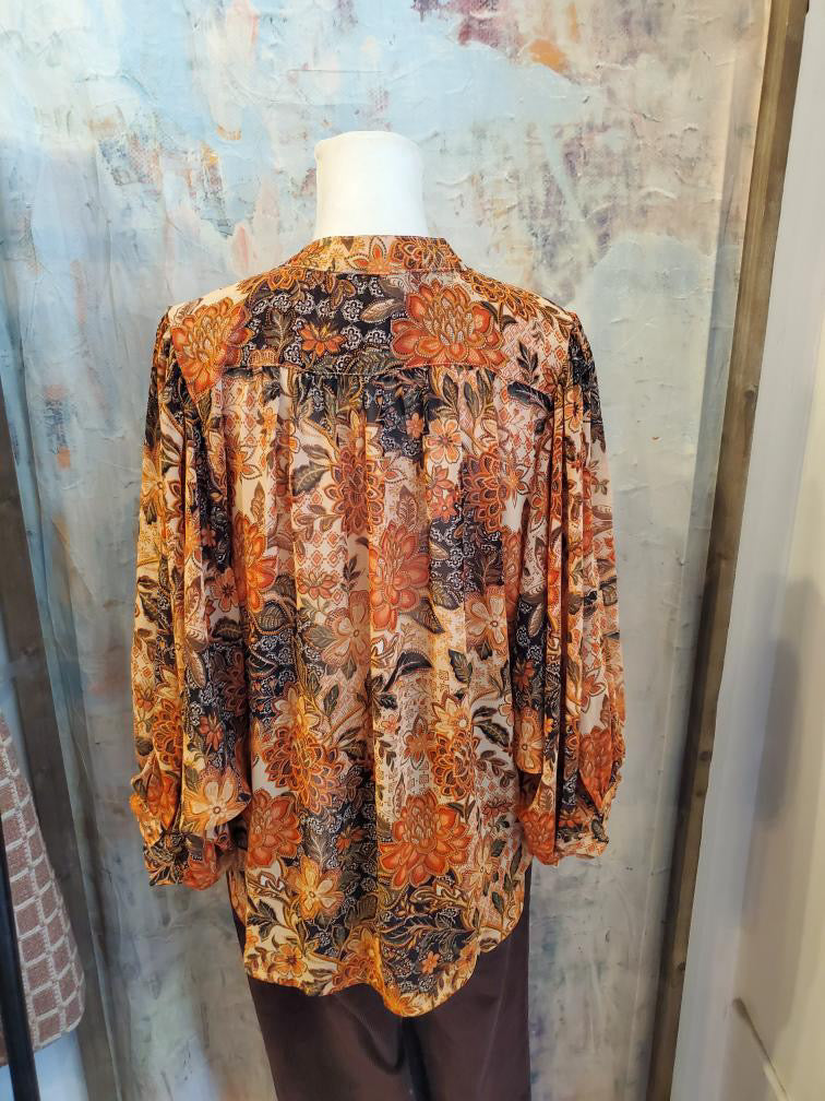 Autumn Print 3/4 Blouse