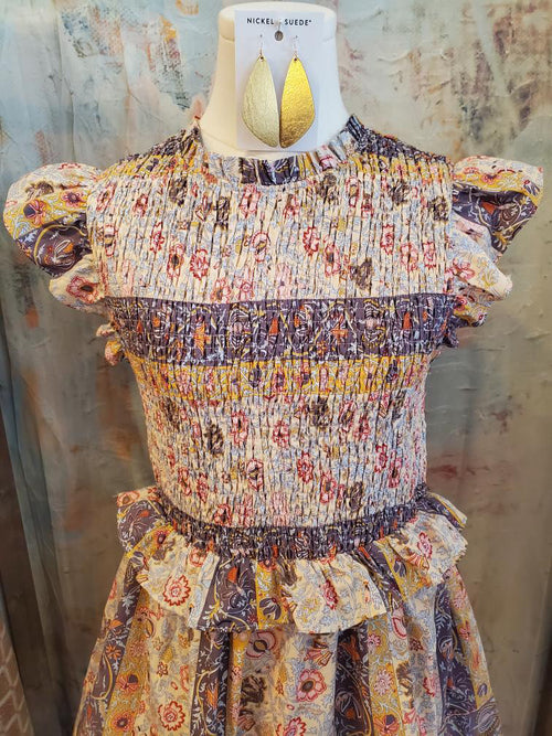 Paisley Smocked Mini Dress