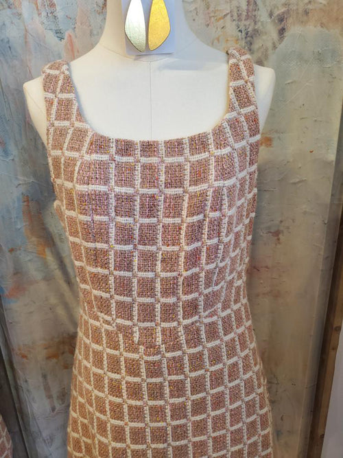 Tweed Mini Dress with Tie