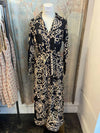 Black Multi Print Shirt Dress with Tie and Pockets