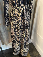 Black Multi Print Shirt Dress with Tie and Pockets