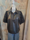 Detail Sleeve Faux Leather Top
