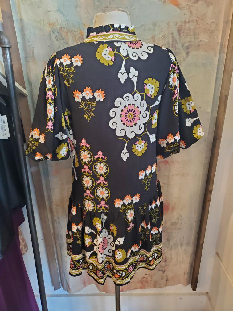 Puff Sleeve Floral Dress with Pockets