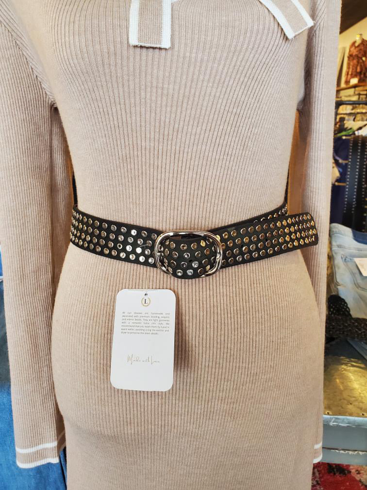 Leather Belt with Stud Detail