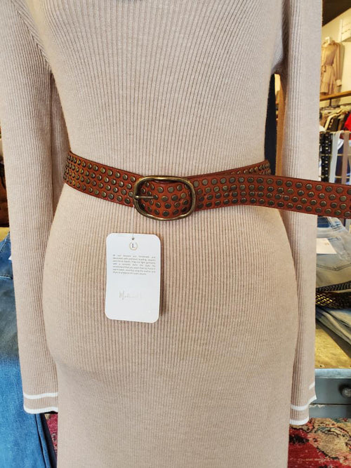 Leather Belt with Stud Detail