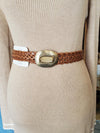 Narrow Leather Light Brown Belt with Buckle Detail