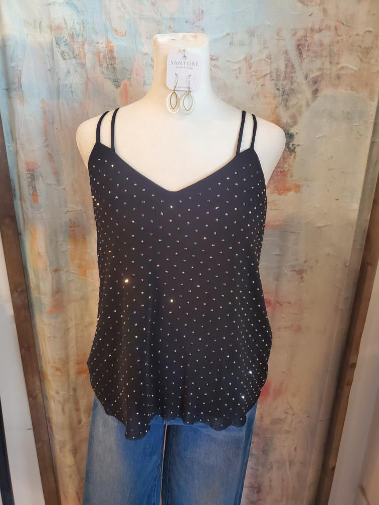 Embellished Mesh Tank