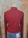 Embellish Mesh Mock Neck Top