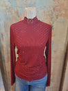 Embellish Mesh Mock Neck Top