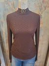 Embellish Mesh Mock Neck Top