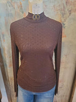 Embellish Mesh Mock Neck Top