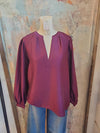 Split Neck Detail Long Sleeve Top