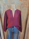 Split Neck Detail Long Sleeve Top