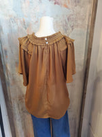 Gold Short Sleeve High Neck Top