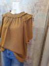 Gold Short Sleeve High Neck Top