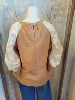 Sheer Fabric Sleeve Knit Top