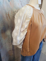 Sheer Fabric Sleeve Knit Top