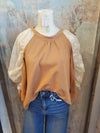 Sheer Fabric Sleeve Knit Top