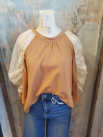 Sheer Fabric Sleeve Knit Top