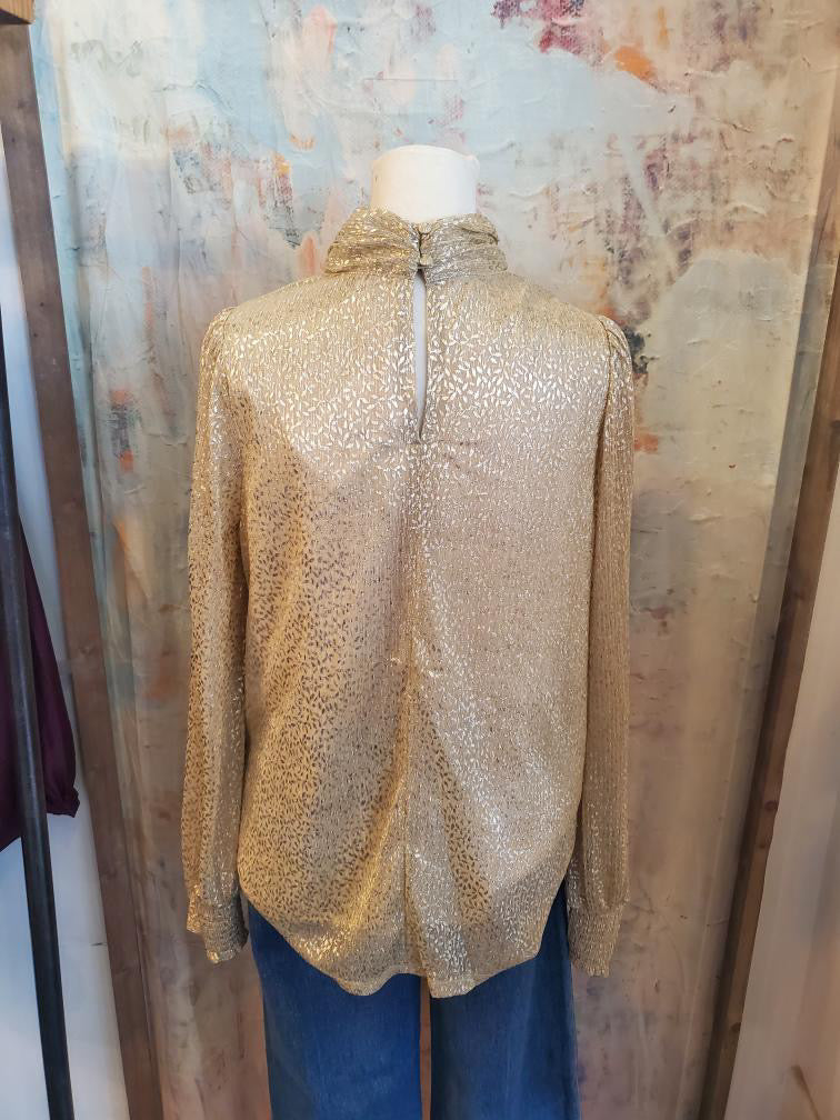 Gold Print High Neck Top