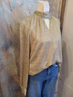 Gold Print High Neck Top
