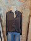 Button Down Long Sleeve Satin Top