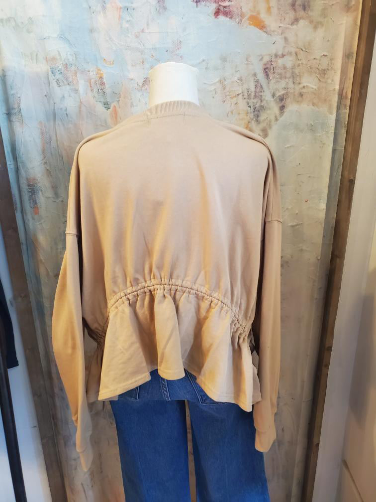 Drawstring Detail Cotton Terry Sweatshirt