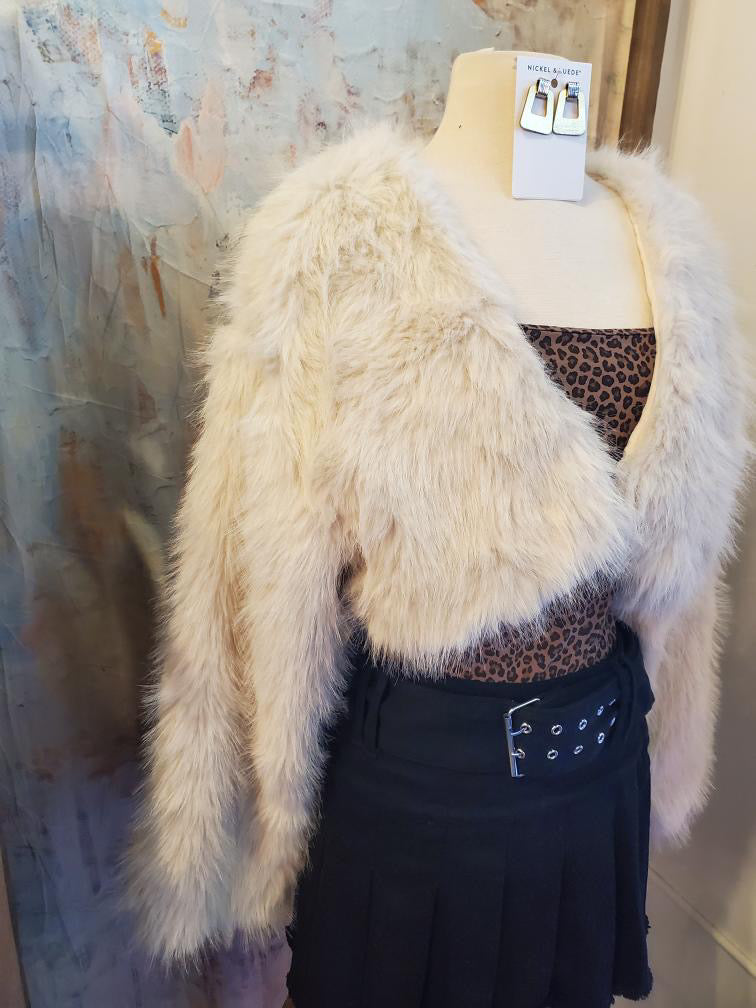 Faux Fur Cream Crop Jacket