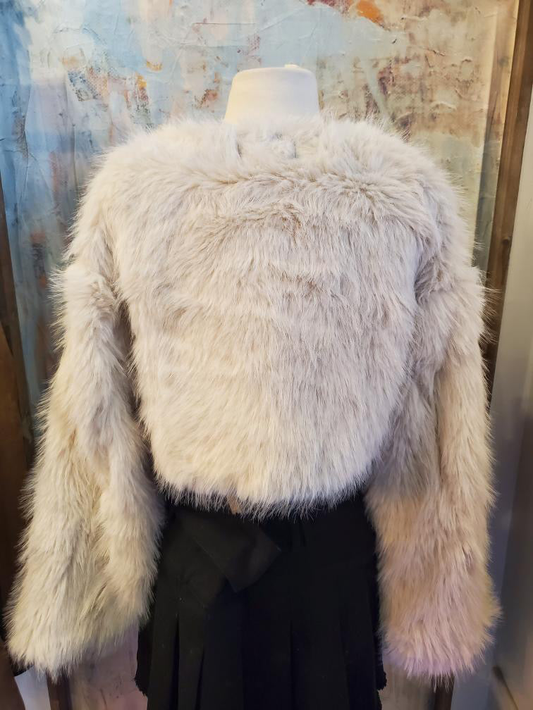 Faux Fur Cream Crop Jacket