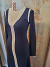 Navy/Ivory Contrast Maxi Sweater Dress