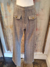 Herringbone Pattern High Waist Flare Pants