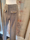 Herringbone Pattern High Waist Flare Pants